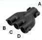Preview: M-Verteiler NW 10-4,5-7,5-4,5 schwarz klappbar für KFZ Wellrohr NW10