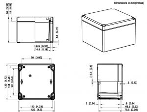 IP66 ABS junction box 122x120x86mm smooth with transparent cover