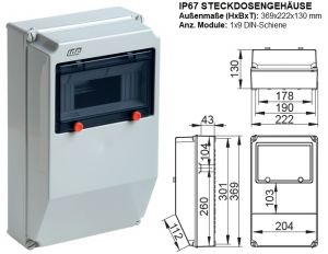 IP67 Wandverteiler Leer 1x9TE HS + N/PE-Klemme - VE