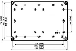 Polycarbonatgehäuse grau 250x175x100 LxBxH mit transparentem Deckel