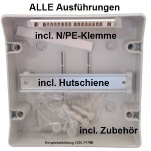 IDE CDN6PT/RR AP Feuchtraumverteiler 1x 6TE IP65 transparenter Klappe mit HS+N-/PE-Klemme  + Kabeleinführungen