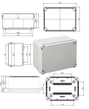 IP65 ABZWEIGDOSE  162x116x76mm LBT mit glatten Seiten - VPE