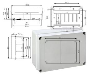 ABZWEIGDOSE LBT 328x239x129mm mit glatten Seiten - VPE