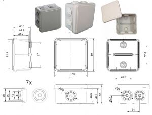 IP54 DETACHABLE CAN LBT 84x84x50mm with grommets