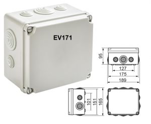 Terminal box LBT 175x151x95mm with grommets