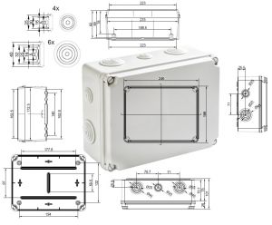 Terminal box LBT 241x180x95mm with grommets