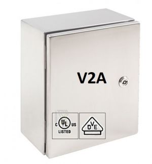 V2A control cabinet 400x300x200 mm HBT single door IP66 stainless steel AISI 304L