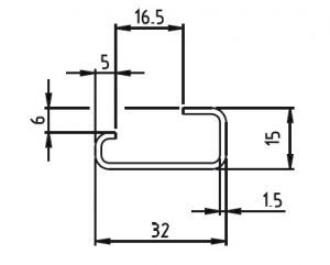 1m G-Profilschiene 32x15mm gelocht