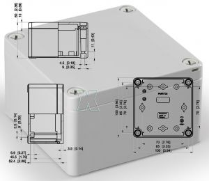 Polycarbonate housing 100x100x60mm IP66 gray with smooth sides