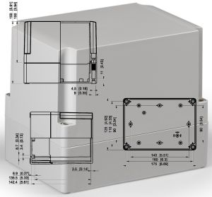 IP66 polycarbonate housing 175x125x150 mm LxWxH