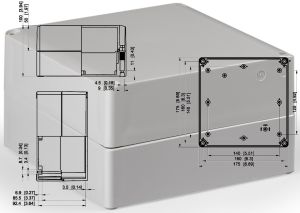 IP66 polycarbonate housing 175x175x100 mm LxWxH