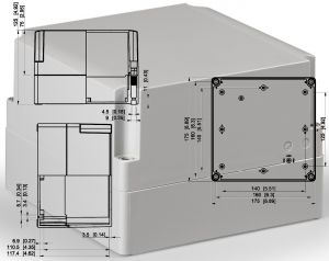 Polycarbonate housing gray 175x175x125mm LxWxH IP66