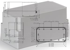 IP66 polycarbonate housing 250x125x125 mm LxWxH