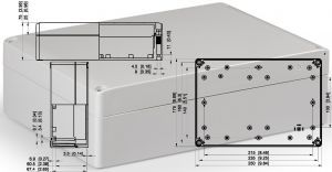 Polycarbonate housing grey 250x175x75 LxWxH with transparent lid