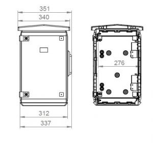 Plastic outdoor housing 500 x 1250 x 300 mm (HBT) double door with swivel lever handle