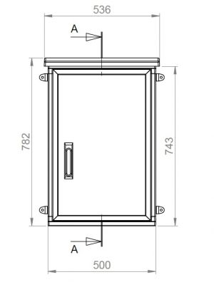 Outdoor housing 750x500x300 mm (HBT) housing base open with rain roof