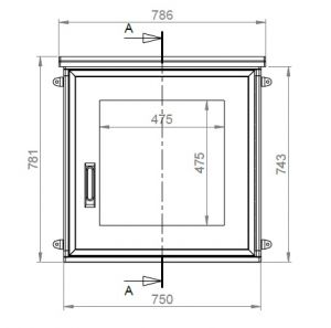 Outdoor housing 750x750x420 mm (HWD) standard door with rain cover