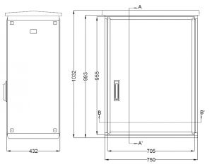 Outdoor Polyestergehäuse 1000x750x420 mm (HBT) mit Standardtür und Regendach