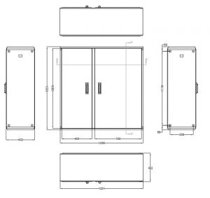 Outdoor floor standing enclosure 1250x1250x420 mm (HBT) 2-door standard door with swing lever handle