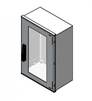 Kunststoff Schaltschrank 400x400x200mm (HBT) IP66 mit Sichttür mit Schwenkhebelgriff