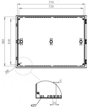 IP66 plastic housing 600x800x300mm (HWD) with swivel handle without lock