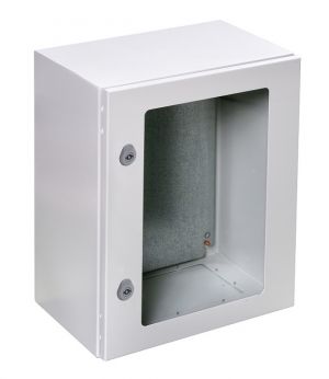 Control cabinet 500x400x150 mm with glazed door HBT IP66 incl. MP and grounding strap