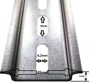 50cm mounting rail 35x7.5 500mm galvanized perforated 18x6.2mm