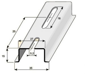 1m DIN rail 35x15mm galvanized perforated 18x5.2mm