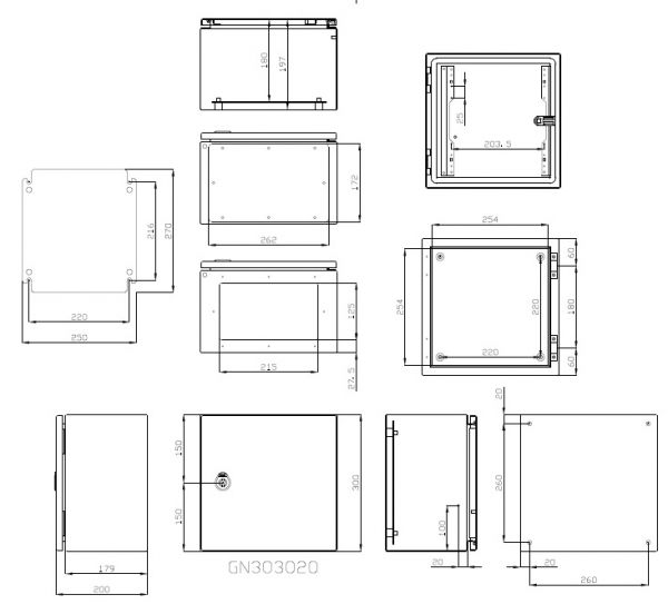 metal control cabinet 300x300x150 mm HBT IP66 1-door