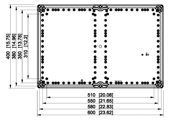 Polycarbonate housing 400x600x132mm plastic gray with transparent cover