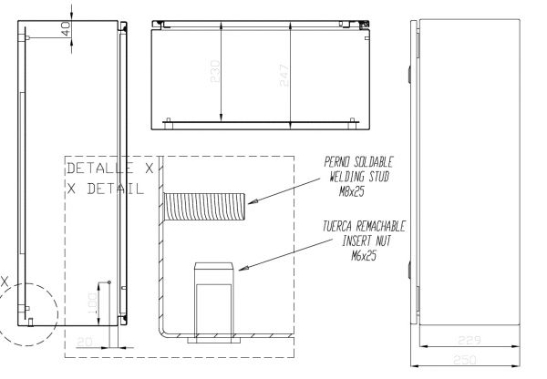 V2A Edelstahlgehäuse 700x500x250mm Schaltschrank mit Sichtfenster IP66 304L