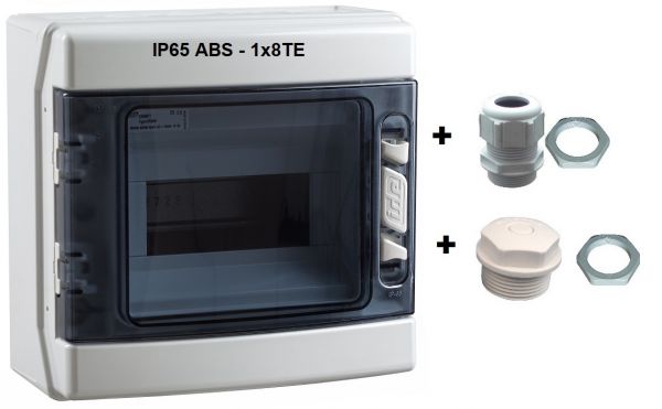 IP65 ABS Aufputz Feuchtraum-Verteiler mit Sichttür - 1x8TE