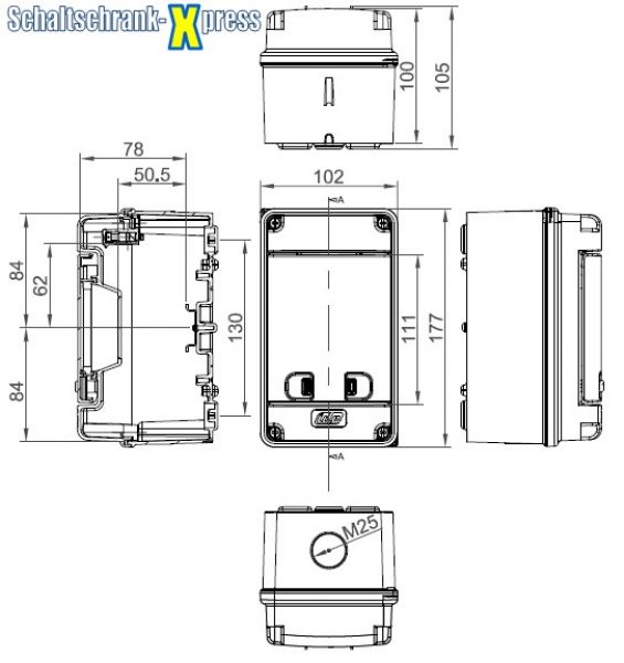 AP IDE CDN4G/R distribution box 1x4TE HS - wet room Surface enclosure IP65 sealable - PU - with terminal