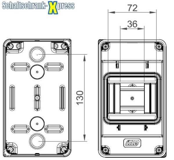 AP IDE CDN4G/R Verteiler 1x4TE HS - Feuchtraumverteiler IP65 plombierbar - VE - mit Klemme