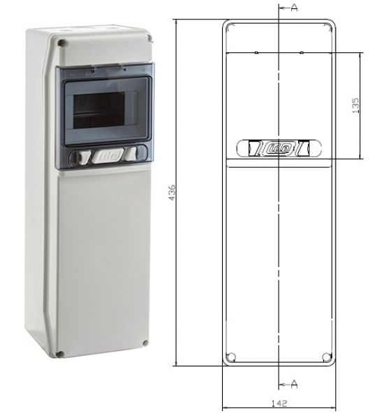 IP65 wall distributor 1x6 TE with transp. Flap