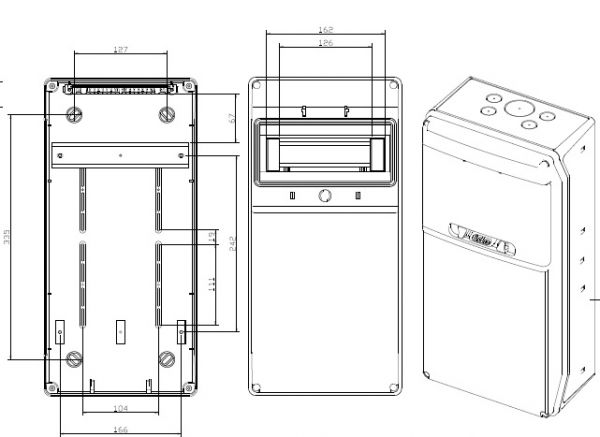 IP65 Wandverteiler 9TE einreihig für Steckdosen incl. N/PE-Klemme