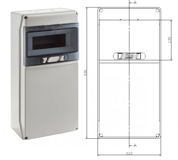 IP65 Wandverteiler 9TE einreihig für Steckdosen incl. N/PE-Klemme