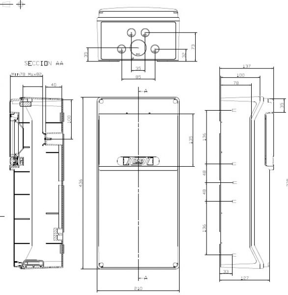 IP65 Wandverteiler 9TE einreihig für Steckdosen incl. N/PE-Klemme