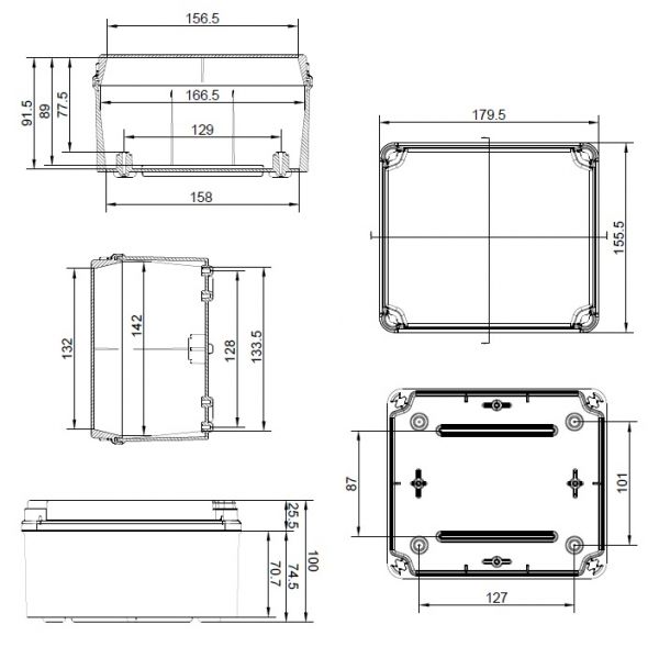 ABZWEIGDOSE LBT 175x151x95mm transparent glatte Seiten - OVE