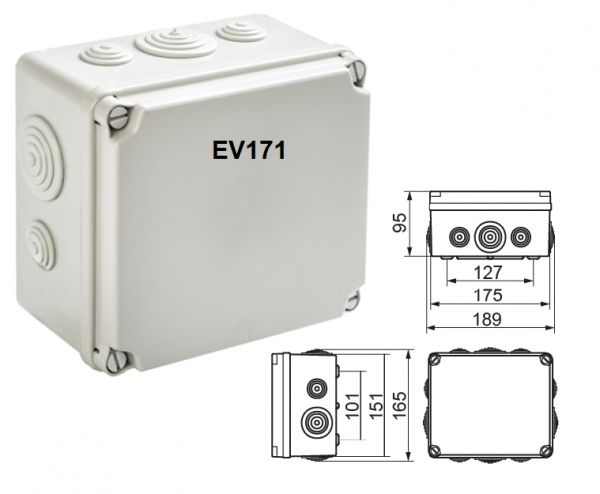 Terminal box LBT 175x151x95mm with grommets