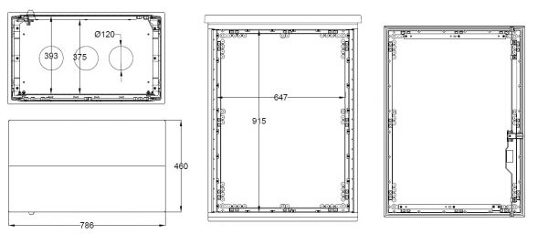 Outdoor Polyestergehäuse 1000x750x420 mm (HBT) mit Standardtür und Regendach