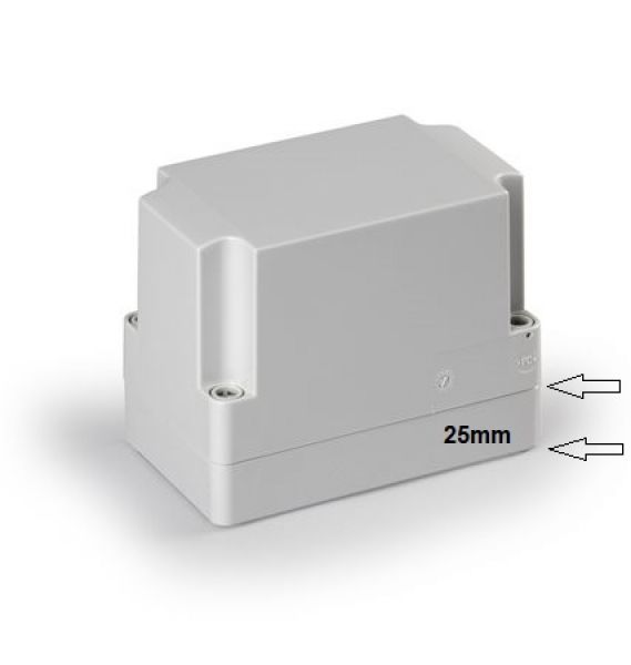 Polycarbonate housing 125x75x100mm 25mm base gray smooth IP66