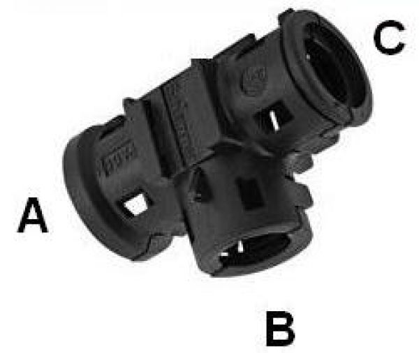 T-Verteiler NW 22-10-22 schwarz klappbar für KFZ Wellrohr NW22 NW10