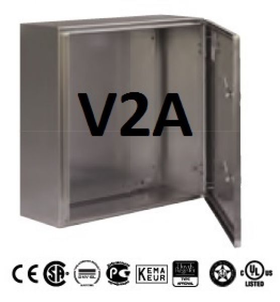 V2A Schaltschrank 800x600x210 mm (HBT) Edelstahl AISI 304L