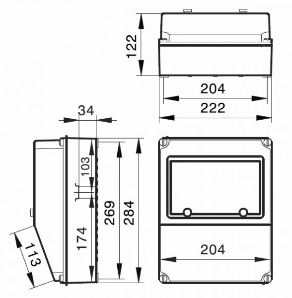 Wandverteiler 2x230V 1x16A CEE anschlussfertig verdrahtet mit FI40A